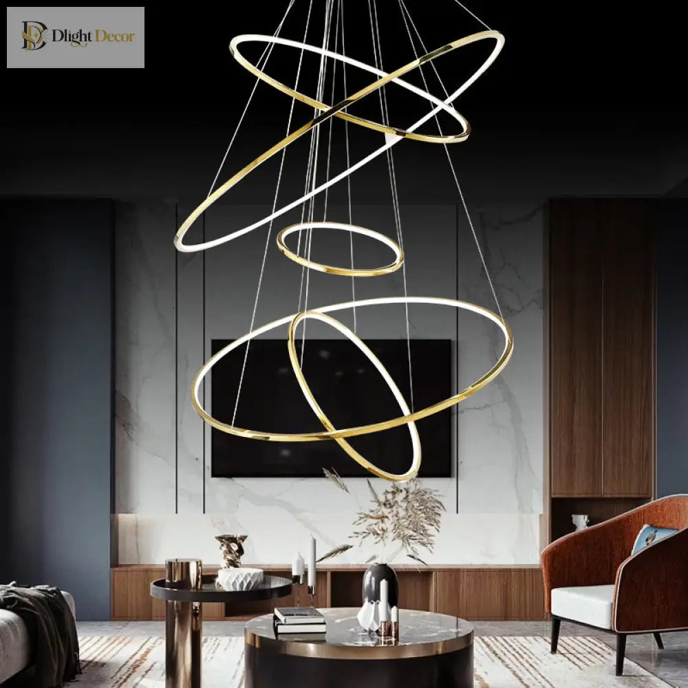 Embrace Modern Elegance With The Extra - Slim Gold Led Pendant Chandelier Lights