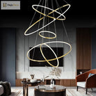 Embrace Modern Elegance With The Extra - Slim Gold Led Pendant Chandelier Lights