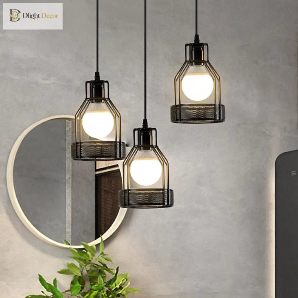 Embrace Industrial Charm And Ample Illumination: The Iron Bottle Frame Cluster Pendant Lighting