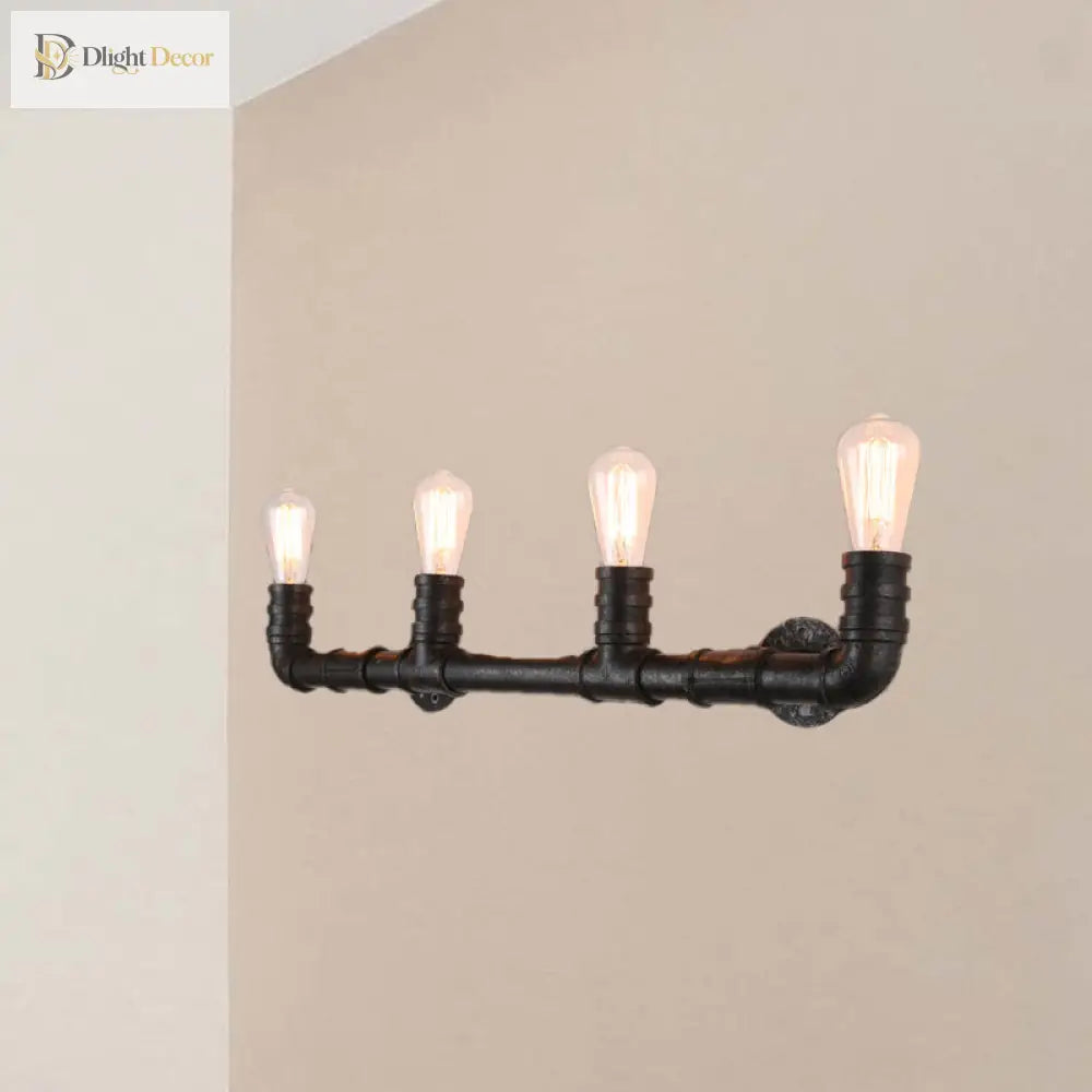 Embrace Industrial Charm And Ample Illumination: The 4 - Bulb Linear Pipe Wall Sconce Wall Light