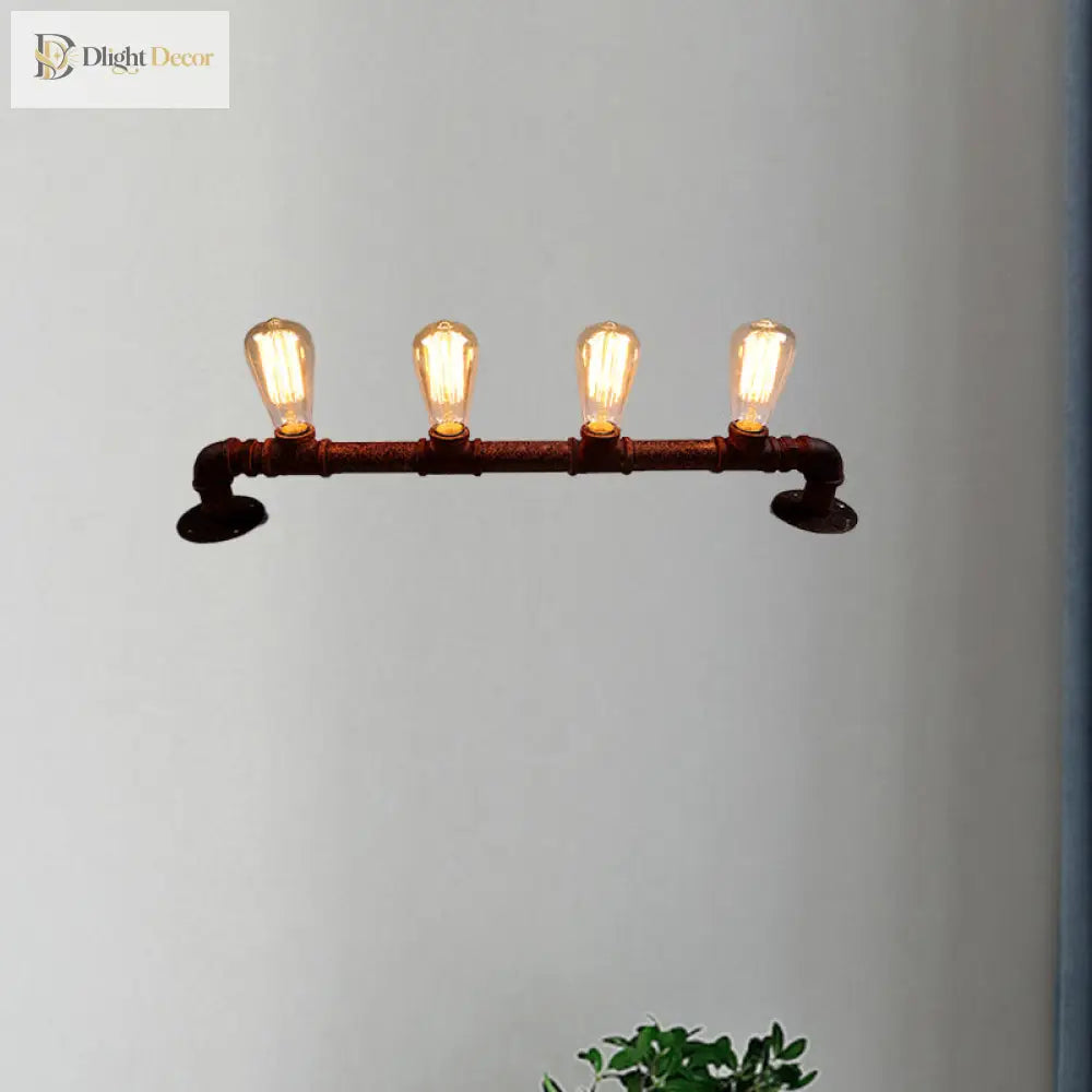 Embrace Industrial Charm And Ample Illumination: The 4 - Bulb Linear Pipe Wall Sconce Wall Light