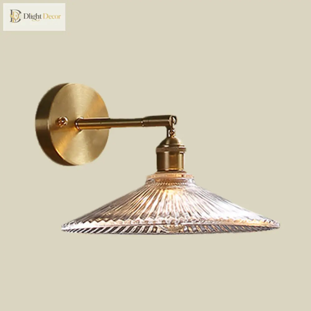 Emerson Classic Embrace: Brass Wall Sconce With Scalloped Glass Shade