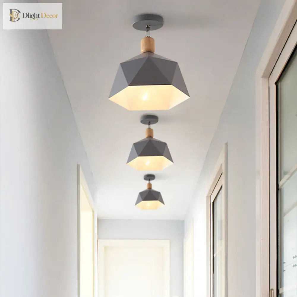 Emma’s Modern Adjustable Macaron Hexagon Ceiling Light - Elevate Your Space With Gray White And
