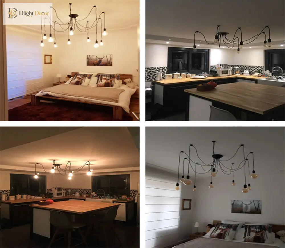 Emma’s Led Spider Chandelier - Diy Art Ceiling Lamp With Adjustable Wires Ceiling Light