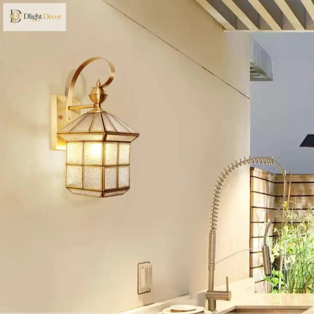 Estelle’s Full Copper Outdoor Waterproof Wall Lamp - Elegant Stair And Balcony Lighting Lamps