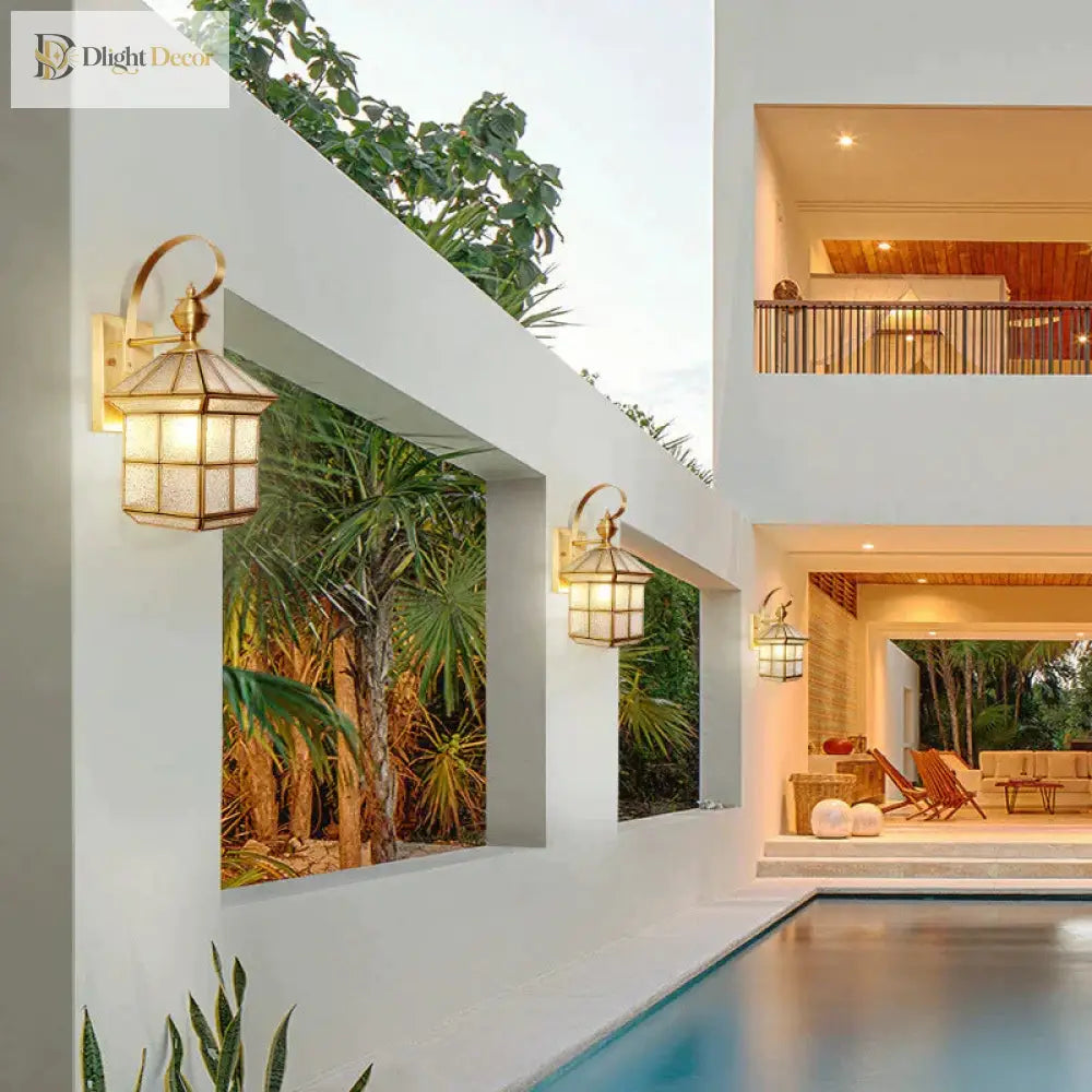 Estelle’s Full Copper Outdoor Waterproof Wall Lamp - Elegant Stair And Balcony Lighting Lamps