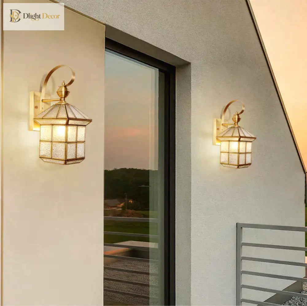 Estelle’s Full Copper Outdoor Waterproof Wall Lamp - Elegant Stair And Balcony Lighting Lamps