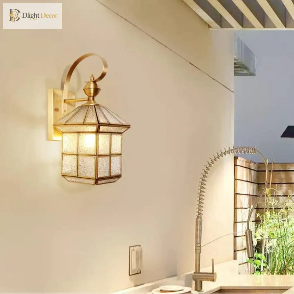 Estelle’s Full Copper Outdoor Waterproof Wall Lamp - Elegant Stair And Balcony Lighting Lamps