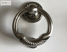 Stainless-look round door knocker with coiled ring and top mounting boss