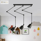 Evelyn’s Adjustable 3 - Light Green & Black Pendant Lamp: A Touch Of Modern Elegance