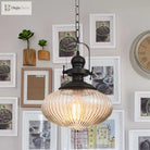 Evelyn’s Enchanting Embrace - Ribbed Glass Pendant Lamp