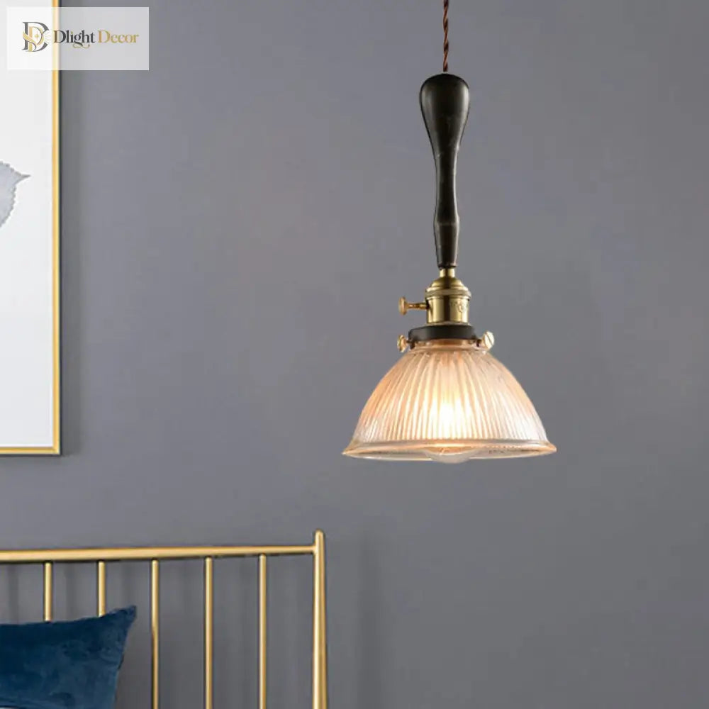 Evelyn - Modern Industrial Pendant Light With Ribbed Glass Shade