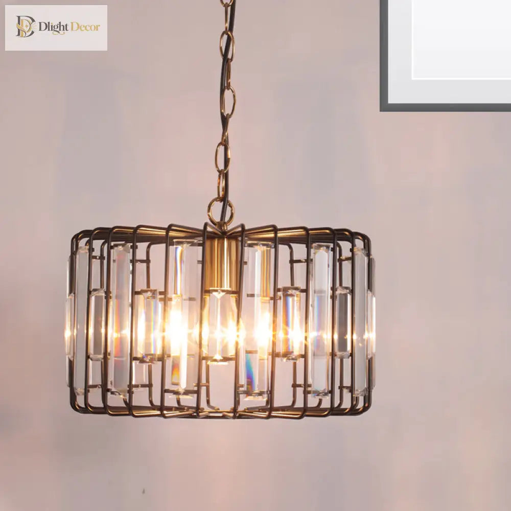 Everly’s Enchanting Embrace: Modern Black Crystal Pendant Lamp
