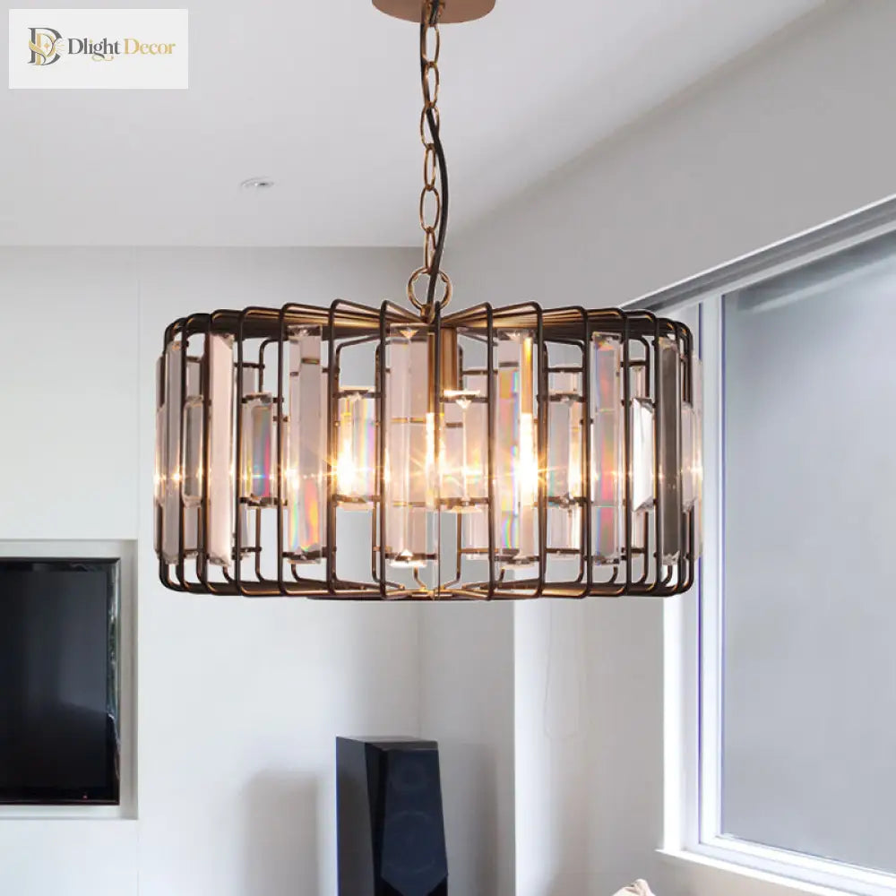 Everly’s Enchanting Embrace: Modern Black Crystal Pendant Lamp