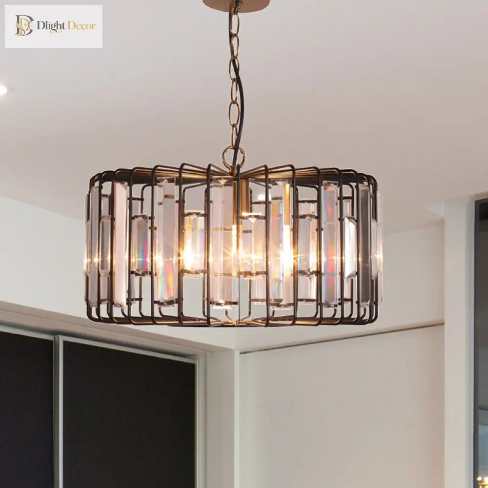 Everly’s Enchanting Embrace: Modern Black Crystal Pendant Lamp