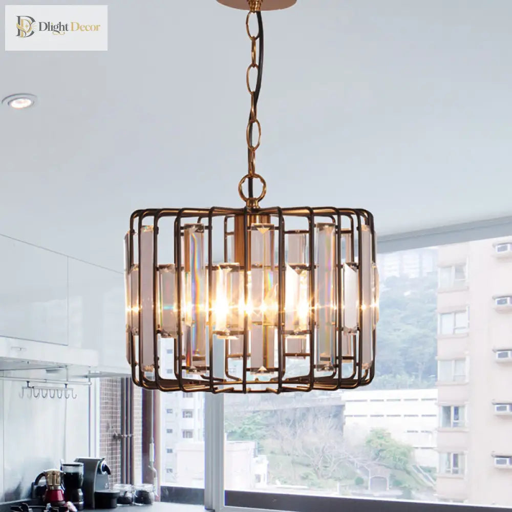 Everly’s Enchanting Embrace: Modern Black Crystal Pendant Lamp