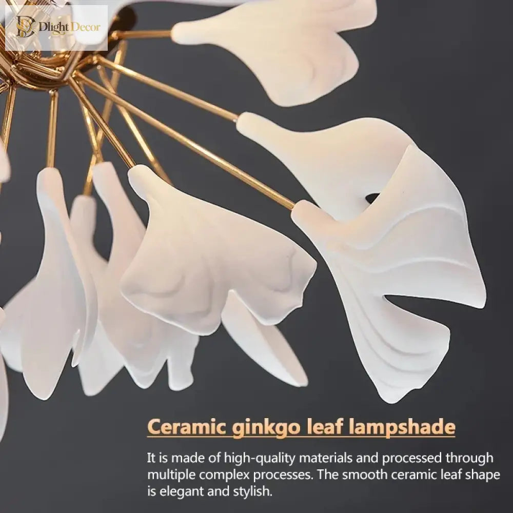 Exquisite Porcelain Leaves Chandeliers - Luxury Led Pendant Lights For Living Room Bedroom Hotel