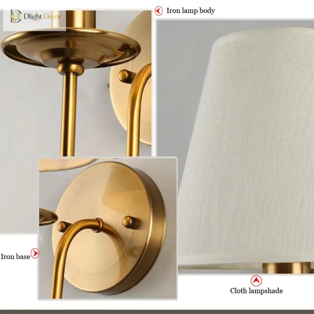 Fabric E14 Wall Lamp - Modern European Style Bedroom Bedside For Living Room Hotel Study And Office