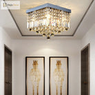 Prismatic Elegance: Modern Flush Mount Light With Faceted Crystal