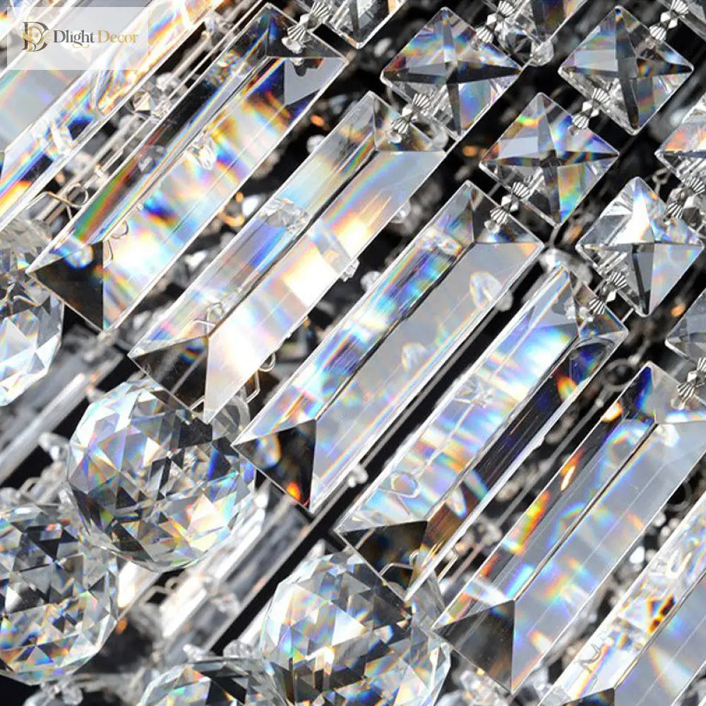 Prismatic Elegance: Modern Flush Mount Light With Faceted Crystal