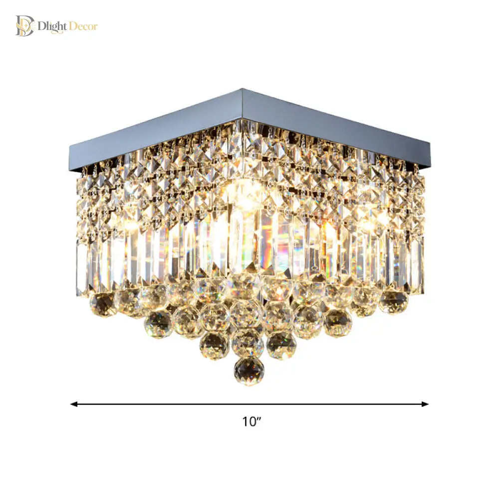 Prismatic Elegance: Modern Flush Mount Light With Faceted Crystal