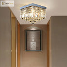 Prismatic Elegance: Modern Flush Mount Light With Faceted Crystal