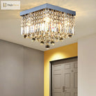Prismatic Elegance: Modern Flush Mount Light With Faceted Crystal