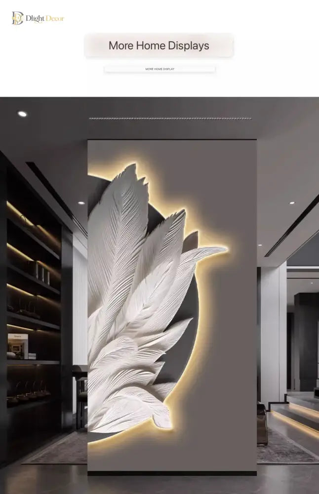 Dlight Decor Feather Mural LED Light for Entry Walls Wall Art