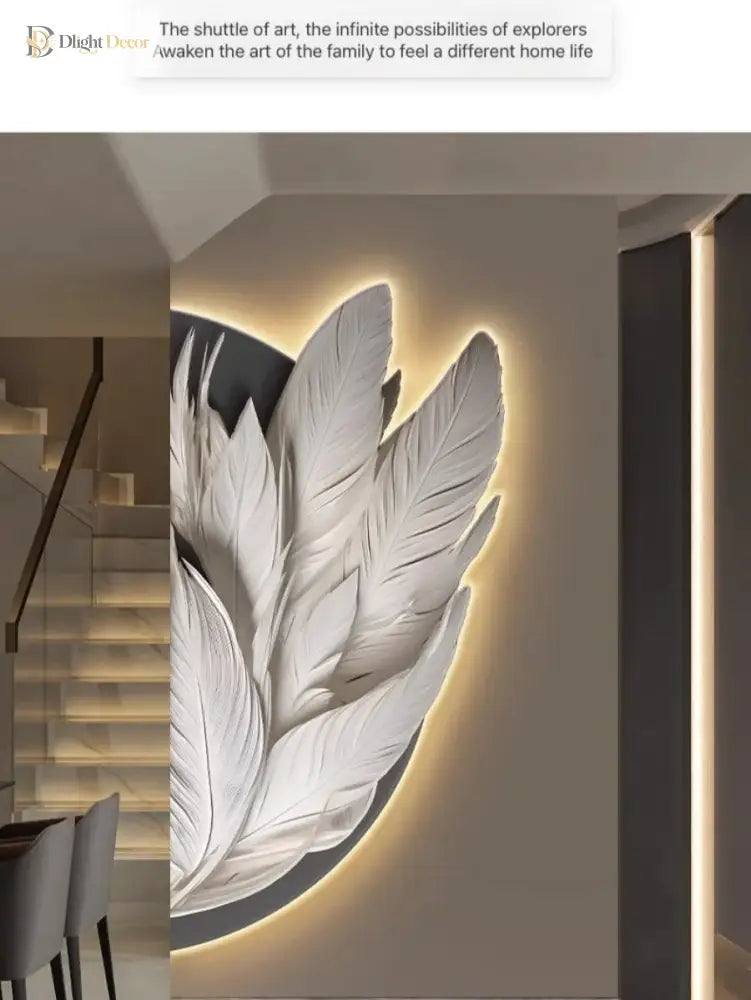 Dlight Decor Feather Mural LED Light for Entry Walls Wall Art