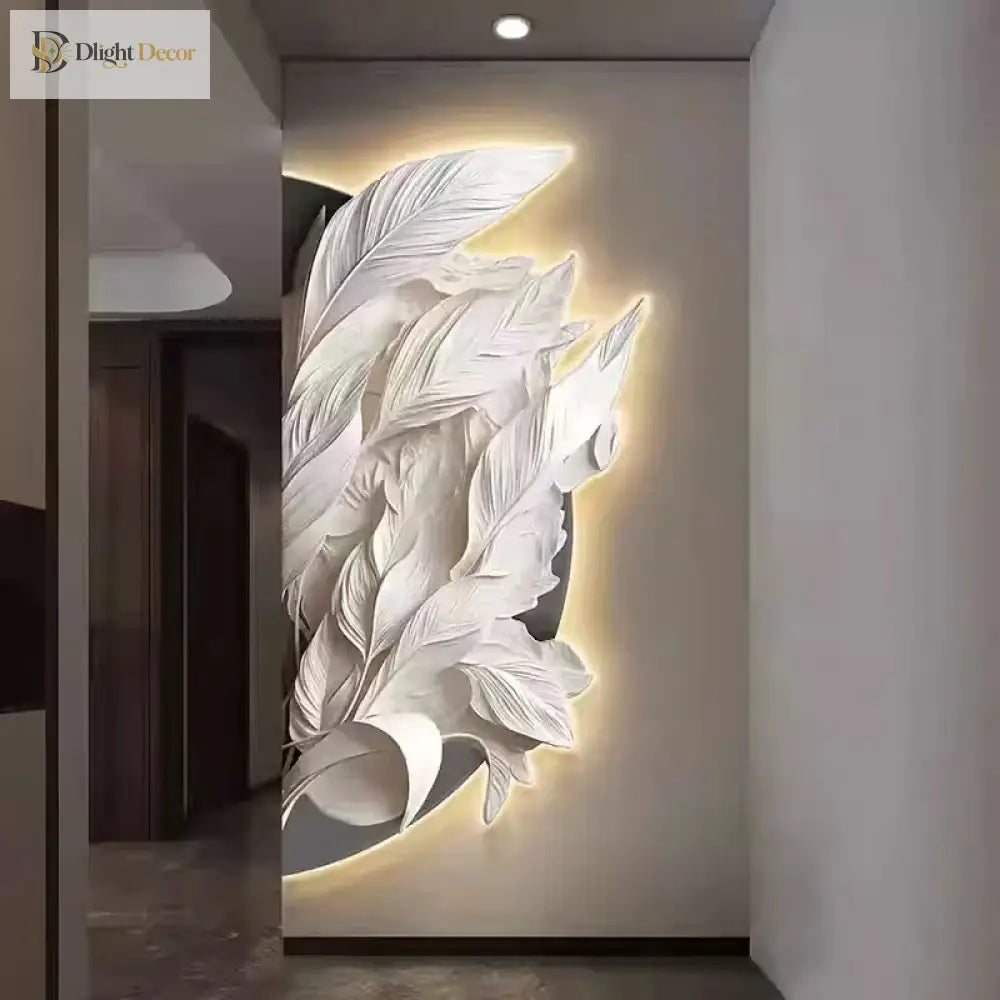 Dlight Decor Feather Mural LED Light for Entry Walls Wall Art