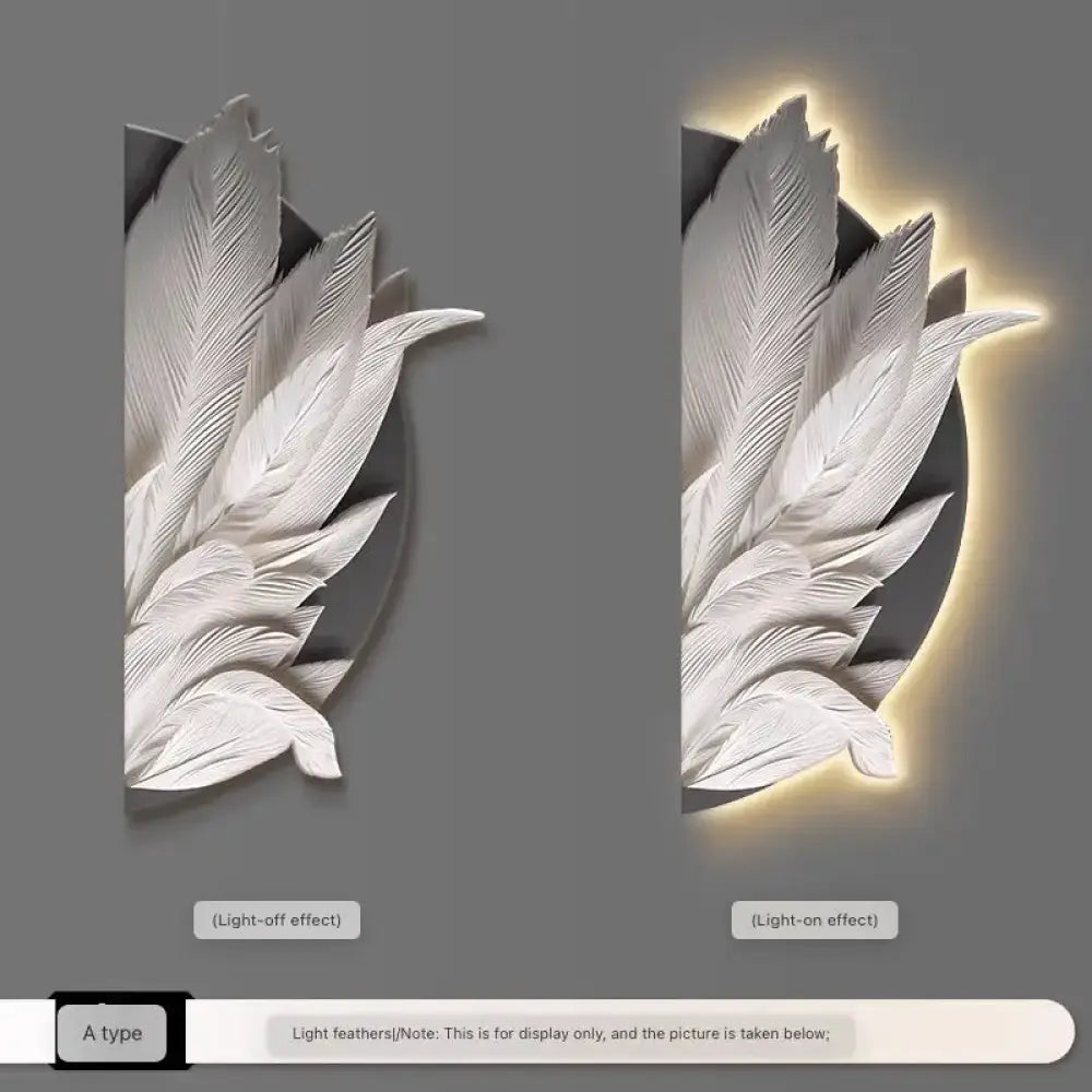 Dlight Decor Feather Mural LED Light for Entry Walls A / 60x120 Wall Art