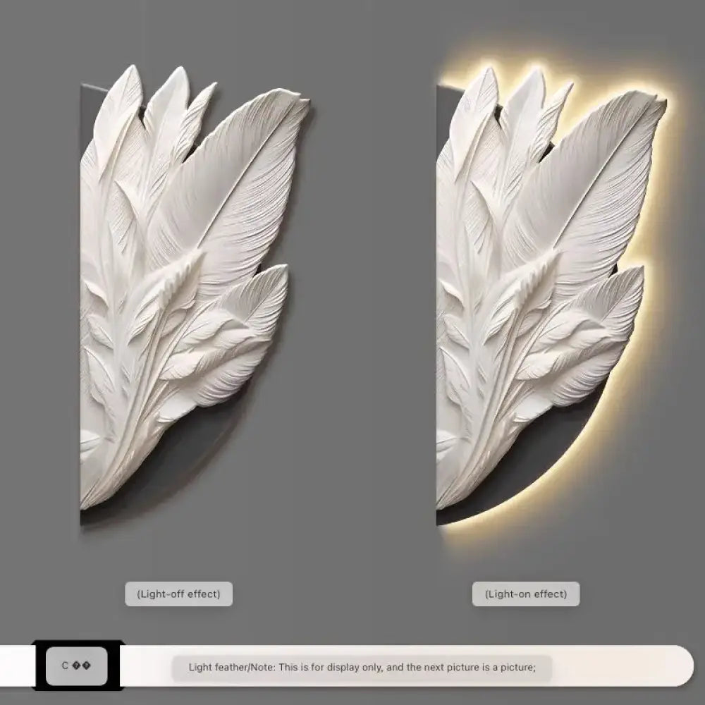 Dlight Decor Feather Mural LED Light for Entry Walls C / 60x120 Wall Art