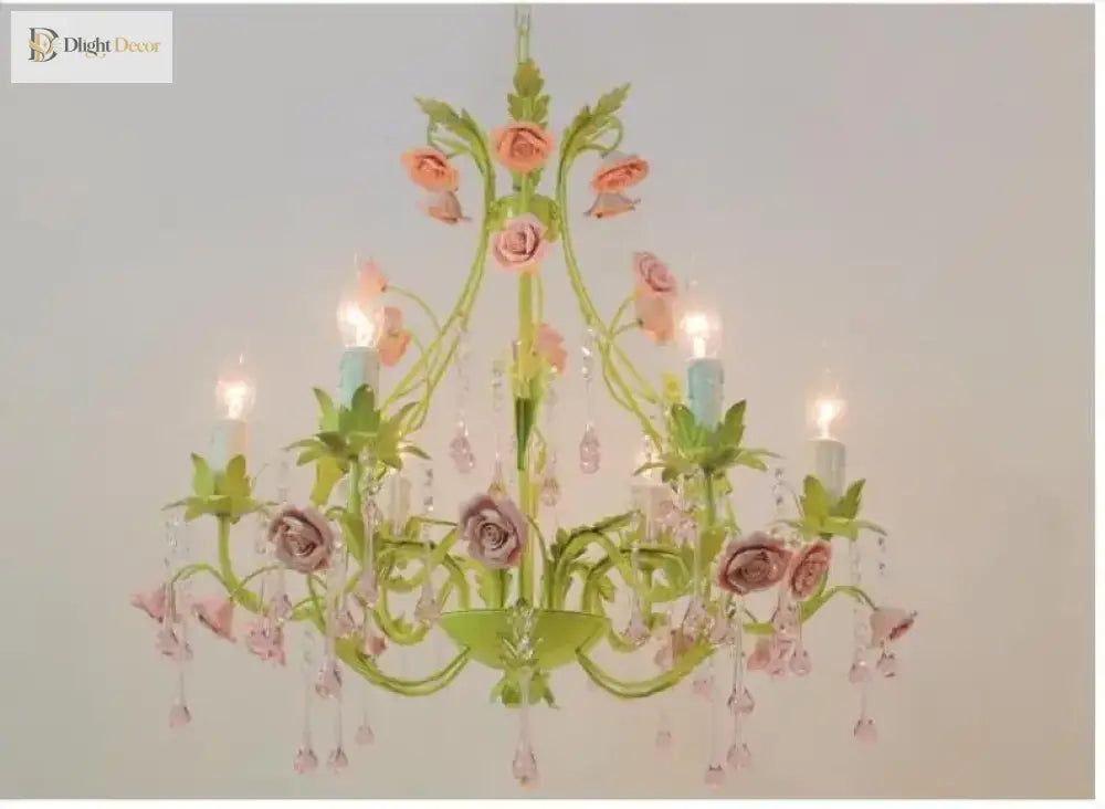 European Pink Rose Flower Chandelier – product view 6