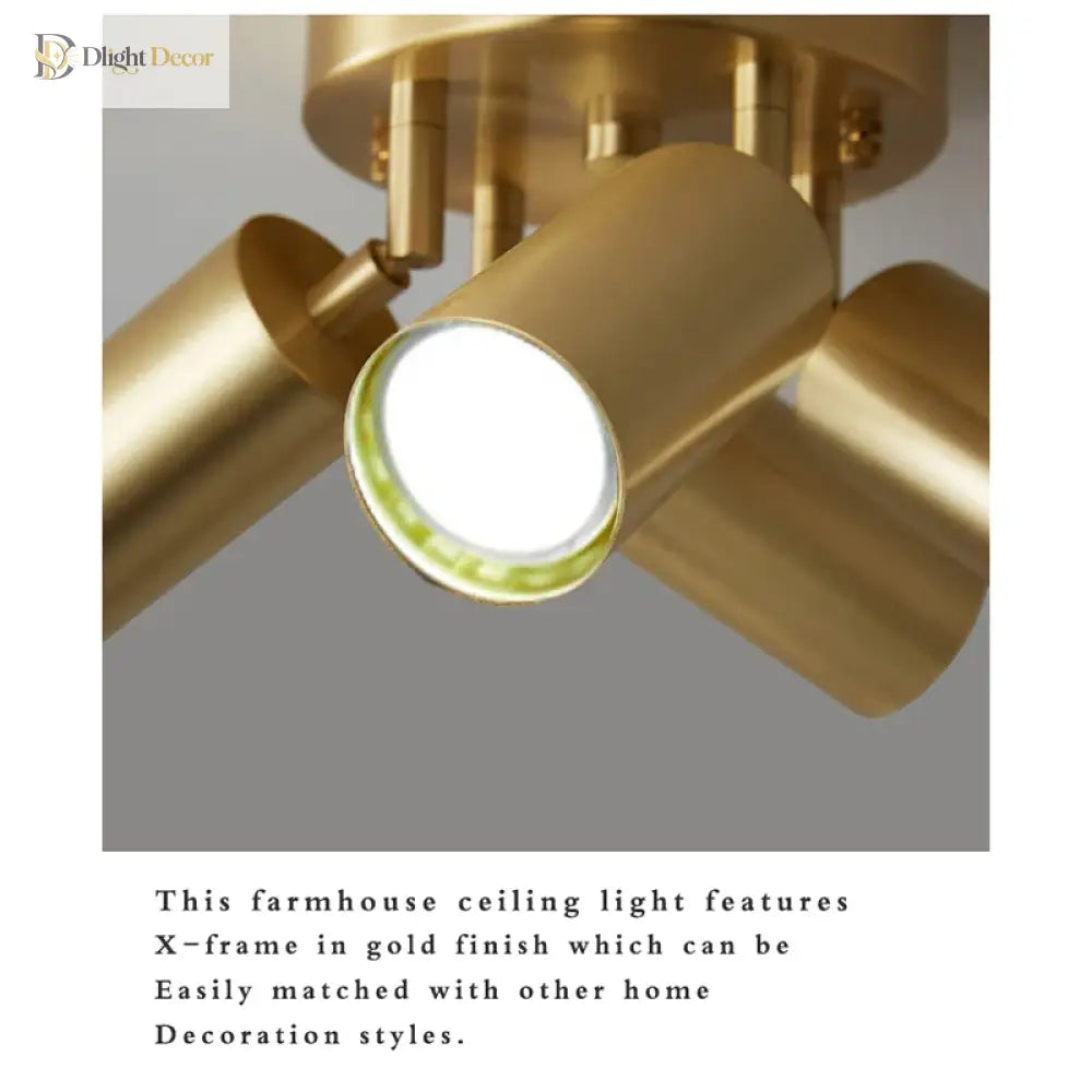 Fumi Modern Industrial Semi Flush Mount Ceiling Light Gold Classic Retro Fixture For Hallway