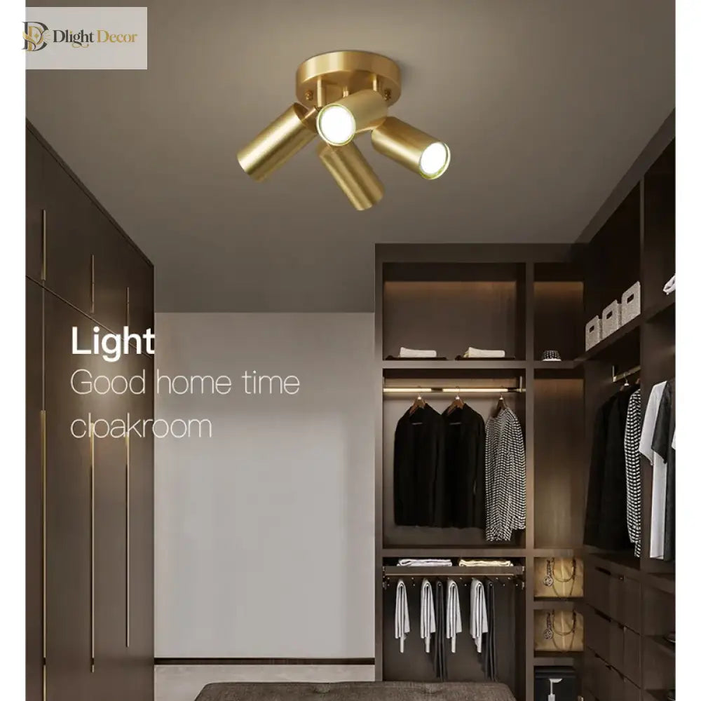 Fumi Modern Industrial Semi Flush Mount Ceiling Light Gold Classic Retro Fixture For Hallway