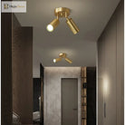 Fumi Modern Industrial Semi Flush Mount Ceiling Light Gold Classic Retro Fixture For Hallway