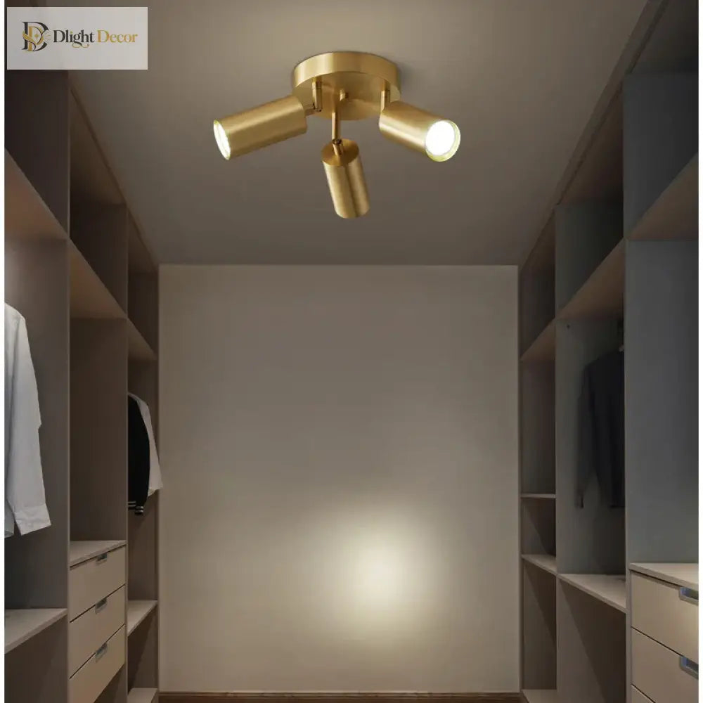 Fumi Modern Industrial Semi Flush Mount Ceiling Light Gold Classic Retro Fixture For Hallway