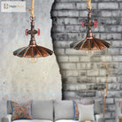 Gianna - Rustic Elegance Pendant Light With Scalloped Shade And Rope Cord