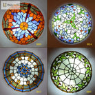 European - Style Tiffany Round Glass Ceiling Lights - Elegant Illumination For Restaurants