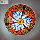 European - Style Tiffany Round Glass Ceiling Lights - Elegant Illumination For Restaurants