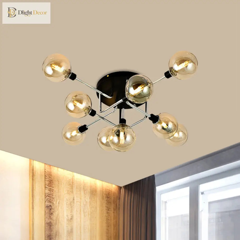 Modern Elegance: Glass Globe Semi - Flush Mount Ceiling Light