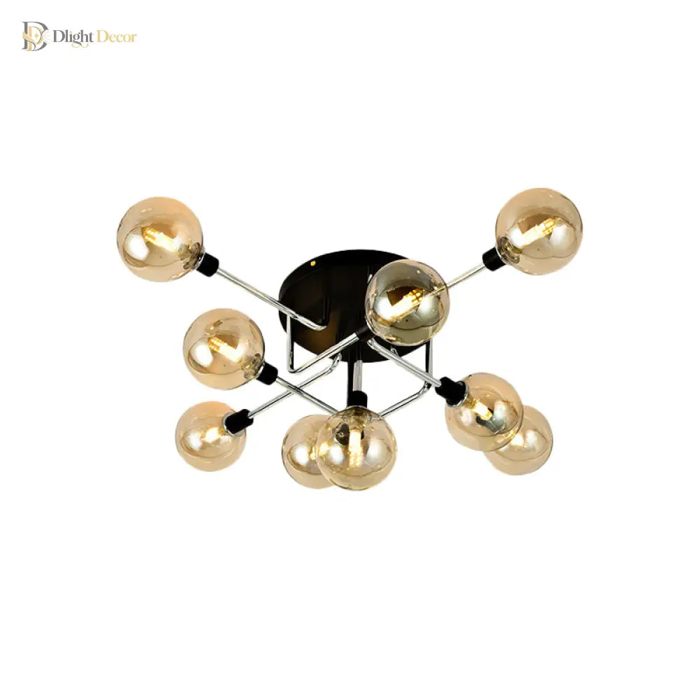 Modern Elegance: Glass Globe Semi - Flush Mount Ceiling Light