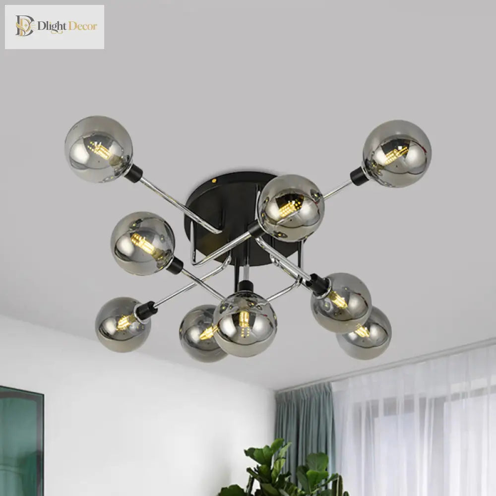 Modern Elegance: Glass Globe Semi - Flush Mount Ceiling Light