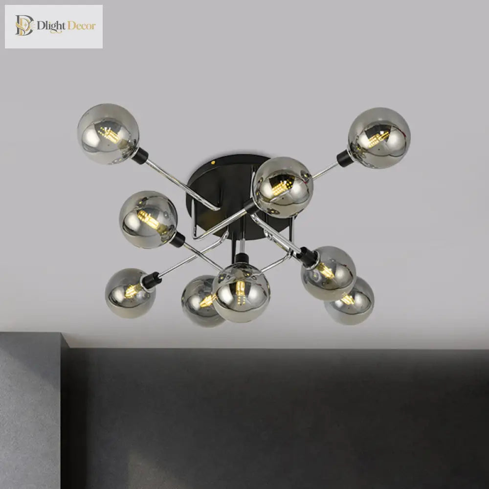 Modern Elegance: Glass Globe Semi - Flush Mount Ceiling Light