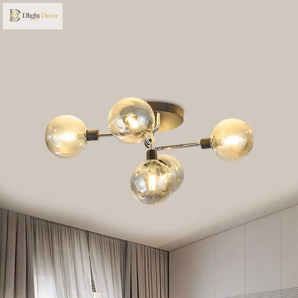 Modern Elegance: Glass Globe Semi - Flush Mount Ceiling Light