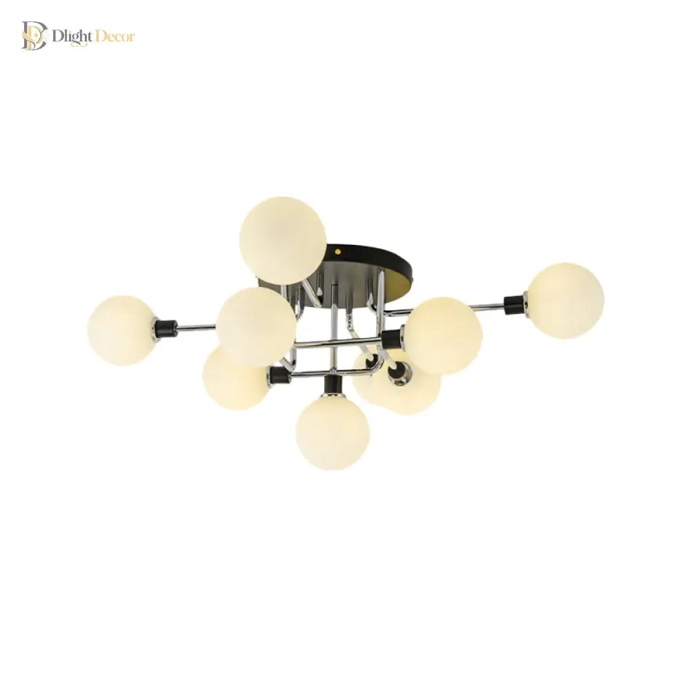 Modern Elegance: Glass Globe Semi - Flush Mount Ceiling Light