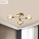 Modern Elegance: Glass Globe Semi - Flush Mount Ceiling Light