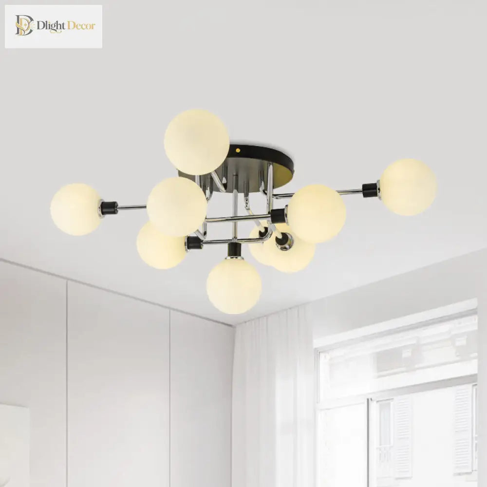 Modern Elegance: Glass Globe Semi - Flush Mount Ceiling Light
