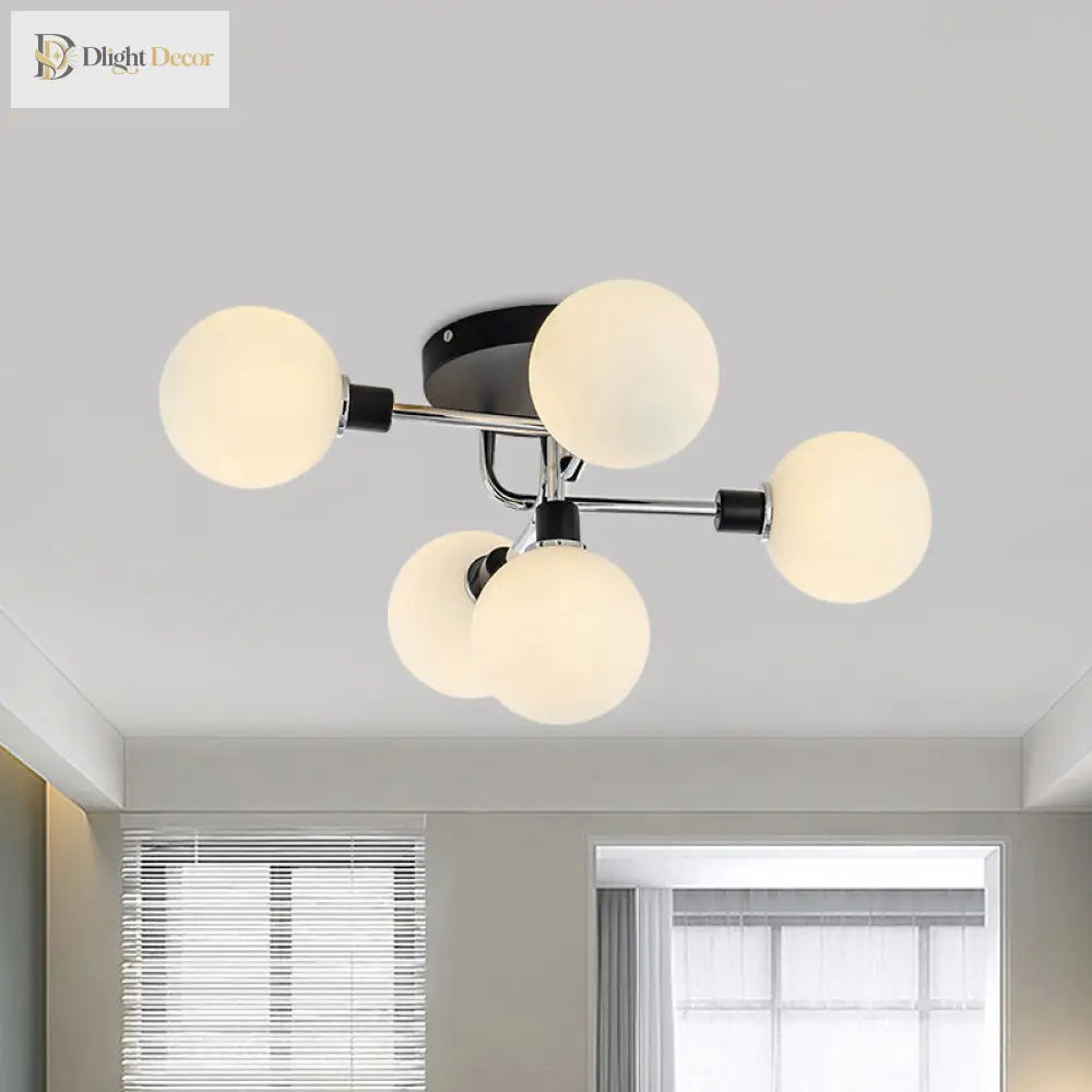Modern Elegance: Glass Globe Semi - Flush Mount Ceiling Light