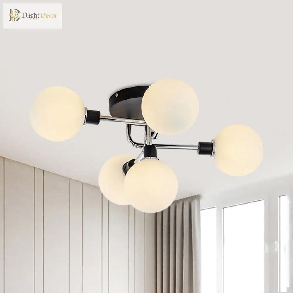 Modern Elegance: Glass Globe Semi - Flush Mount Ceiling Light